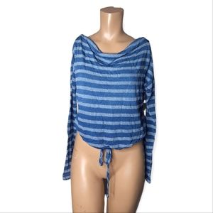 Cloth & stone stripes long sleeve blue shirt size XS